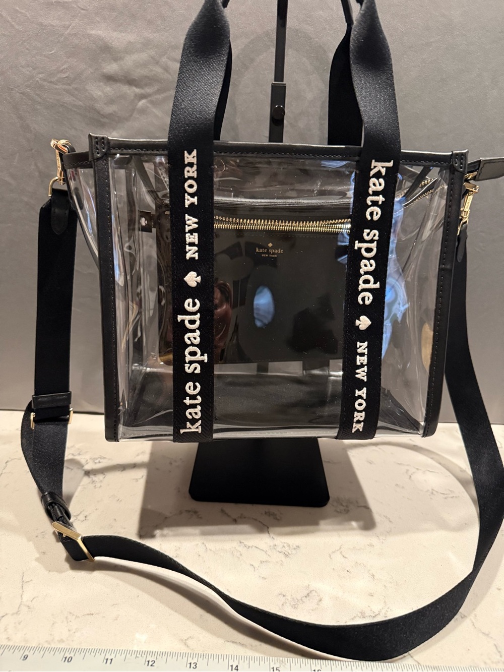 kate spade Clear Tote with Black Trim and Branded Straps